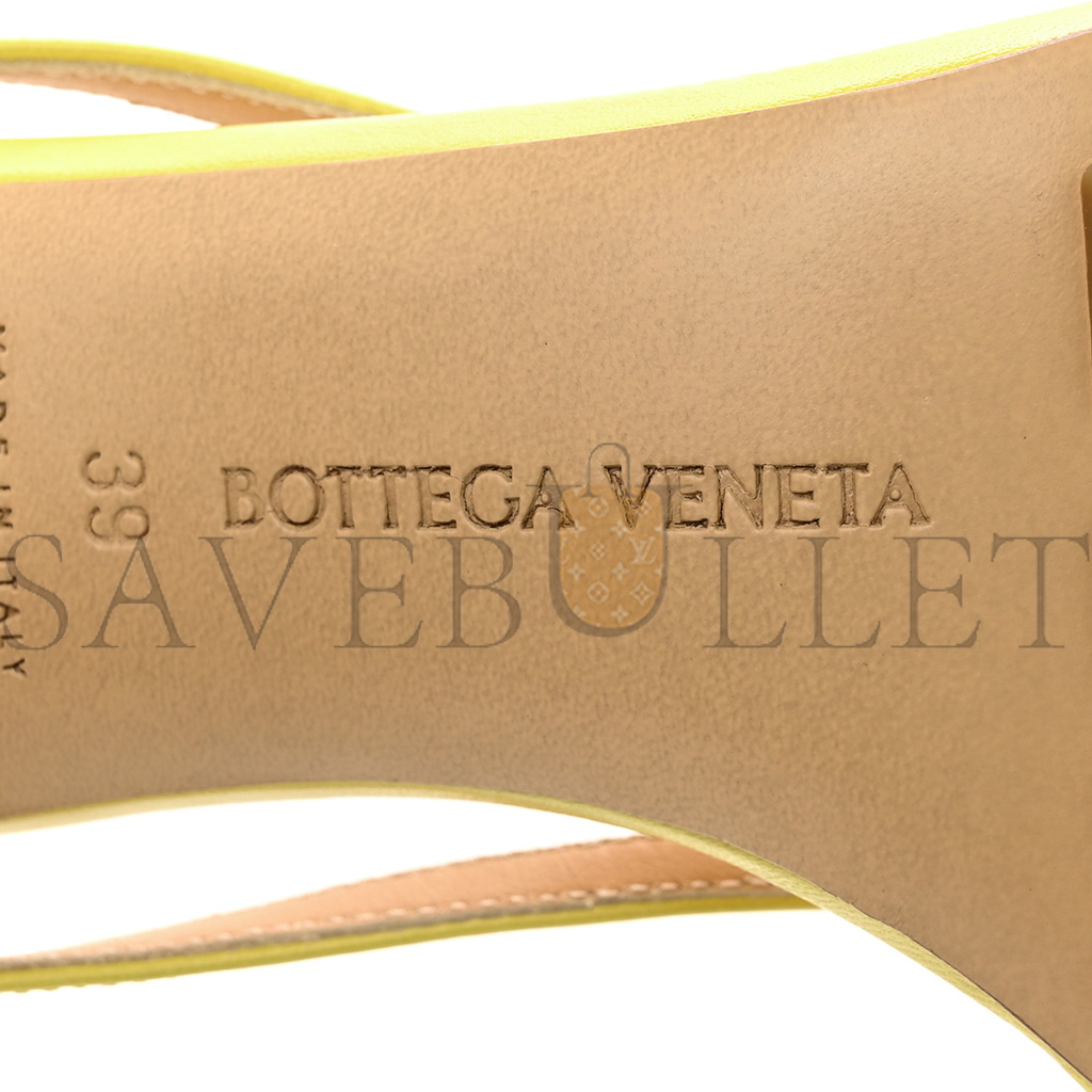 BOTTEGA VENETA LAMBSKIN STRETCH MULTI STRAP 90MM SANDALS 39 PEAR 