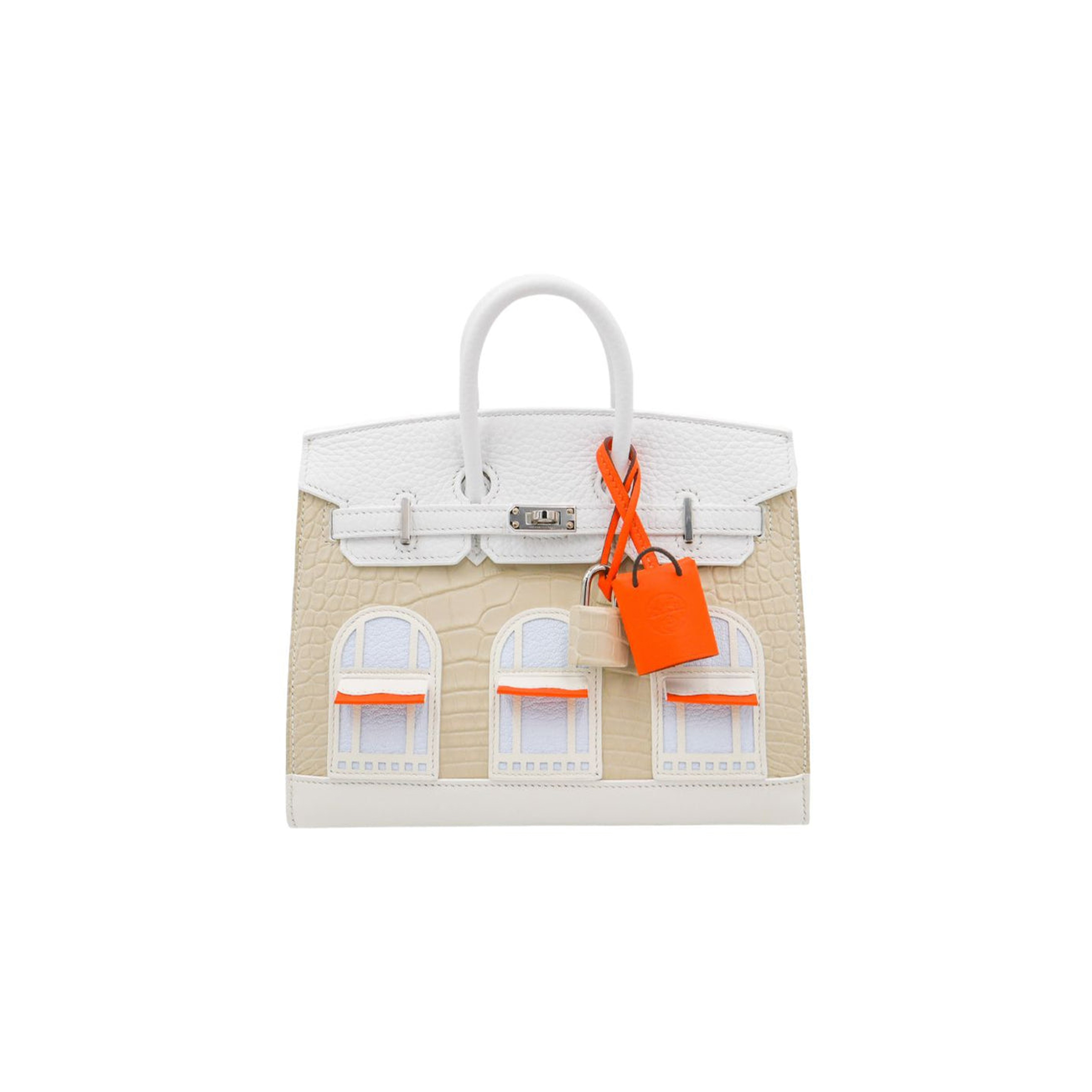 HERMÈS 20CM BIRKIN SELLIER FAUBOURG HOUSE WHITE SNOW PALLADIUM HARDWARE H0110 (20*15*11cm)