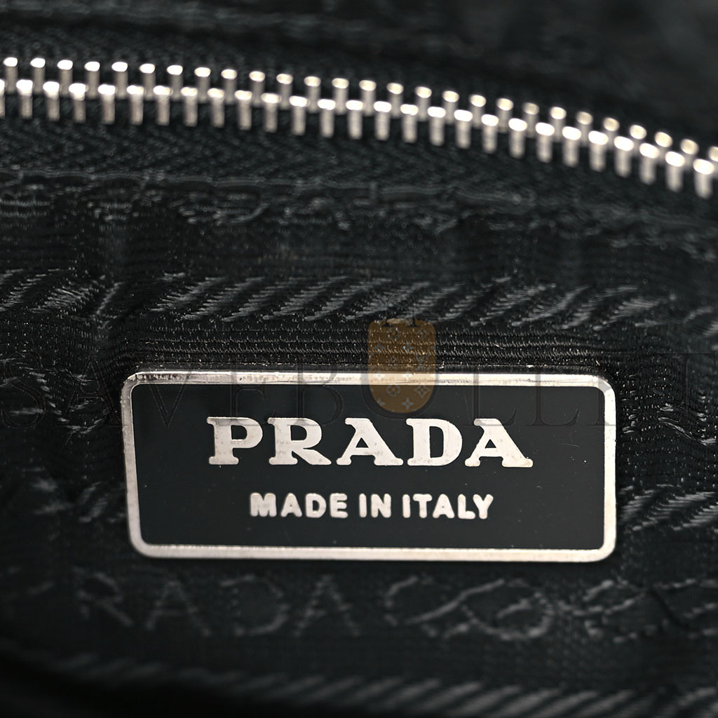 PRADA TESSUTO NYLON SOFT CALF SHOULDER BAG BLACK (32*30*8cm)