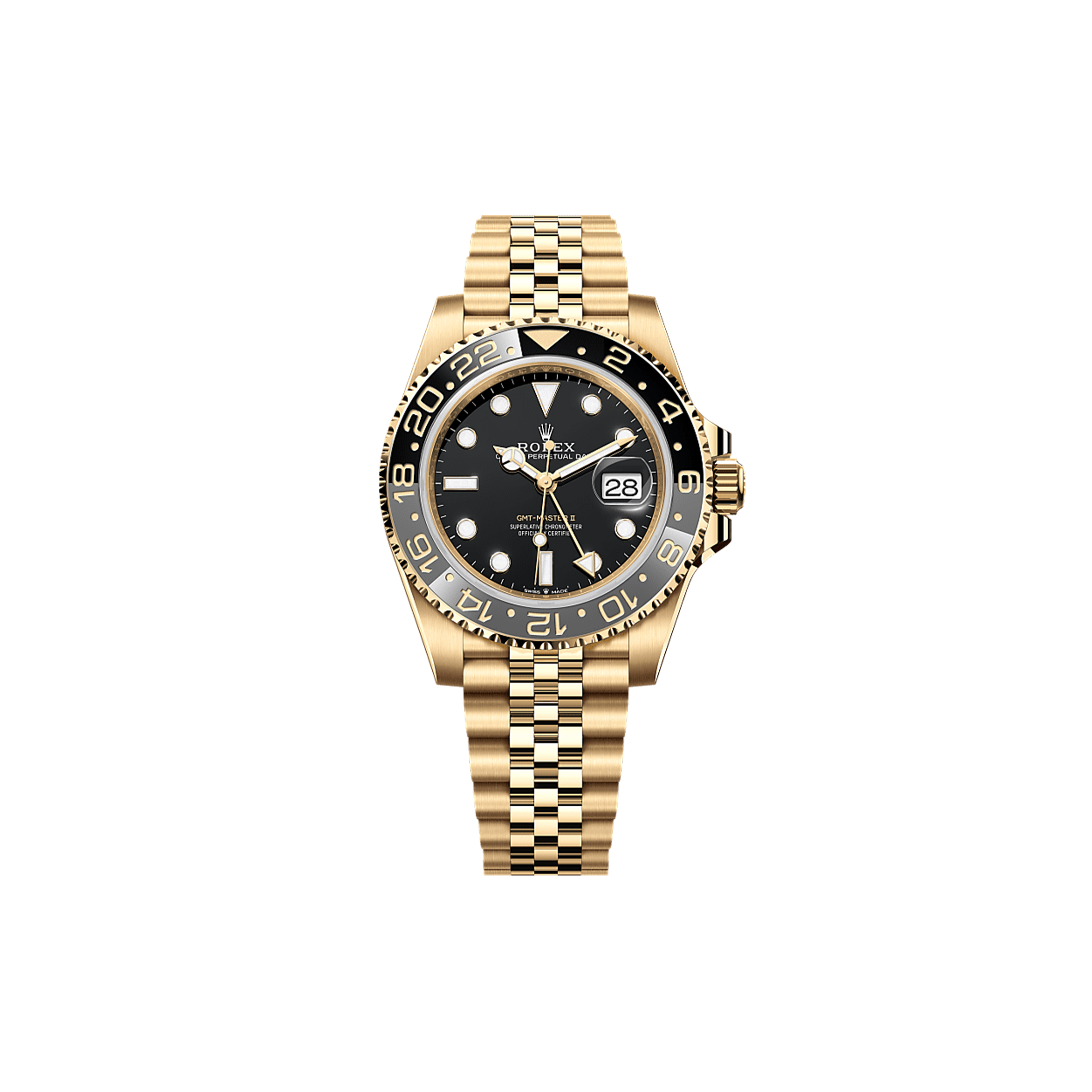 ROLEX GMT-MASTER II OYSTER, 40 MM, YELLOW GOLD WATCH 126718GRNR