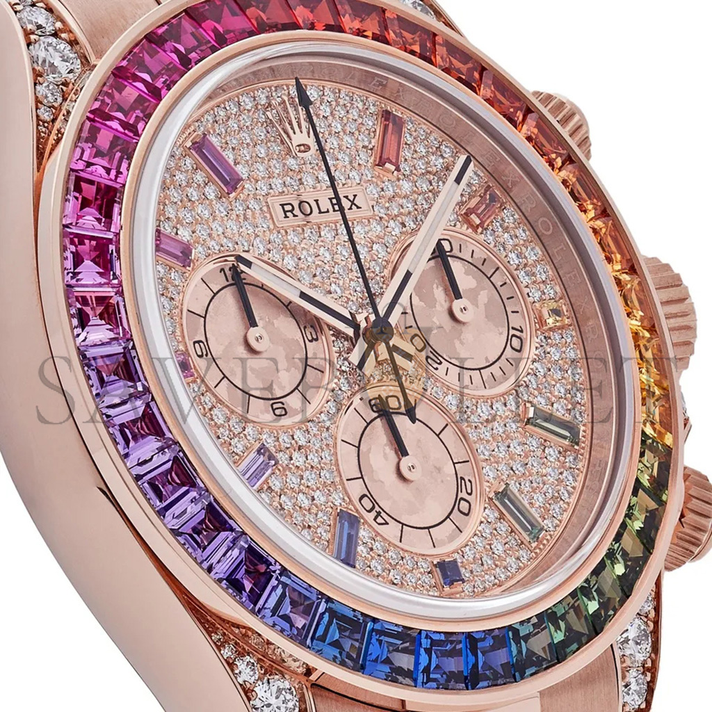 ROLEX DAYTONA 'RAINBOW' ROSE GOLD PAVE DIAMOND DIAL WATCH 116595RBOW