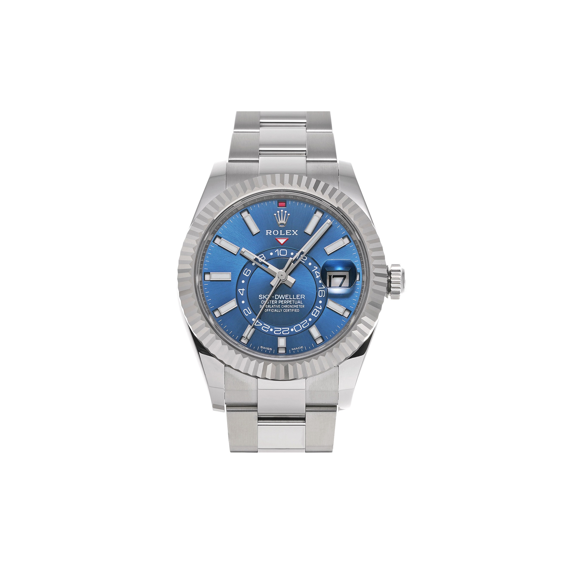 ROLEX SKY-DWELLER SERIES BRIGHT BLUE DIAL WATCH 326934