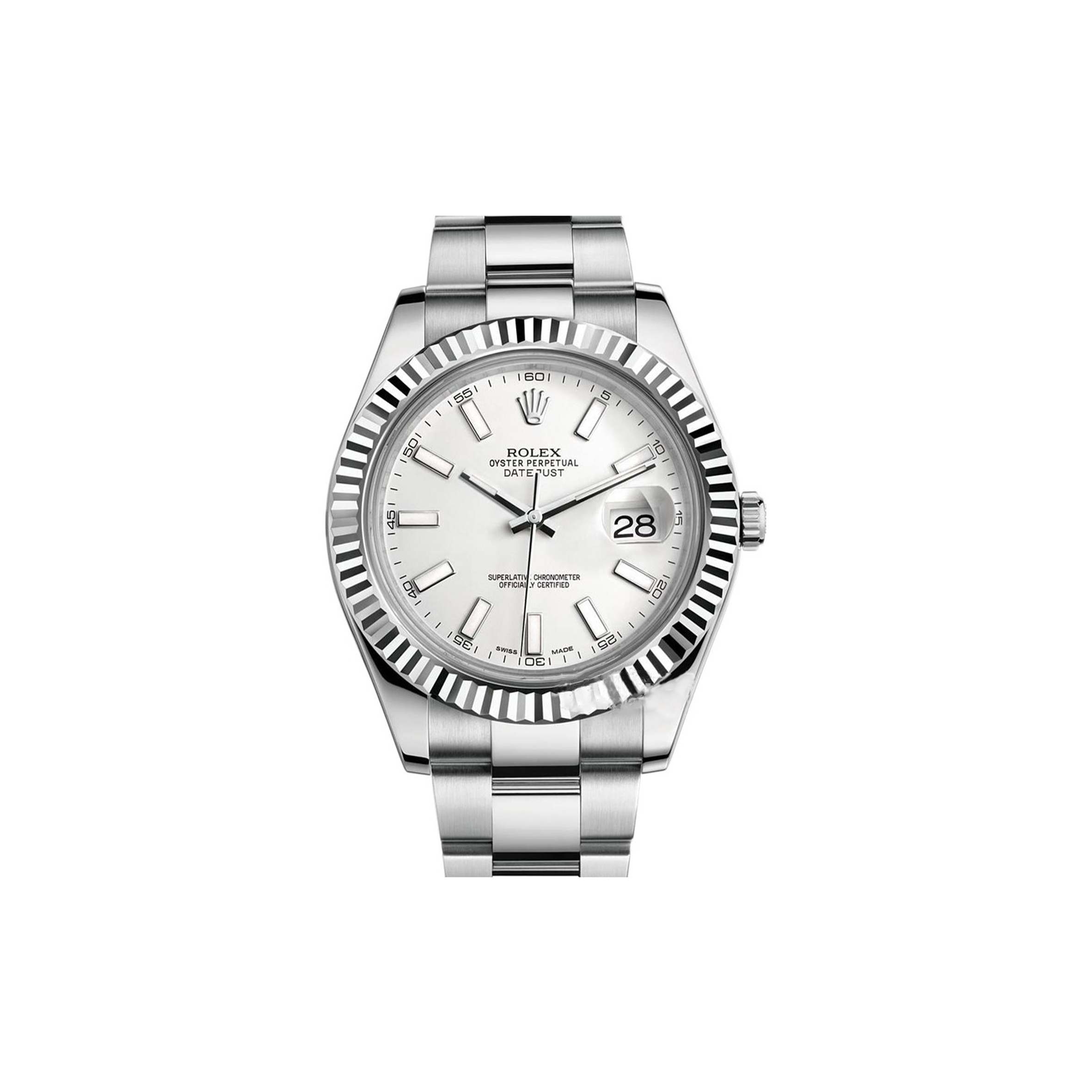 ROLEX DATEJUST SERIES SILVER DISC WATCH 116334-0010