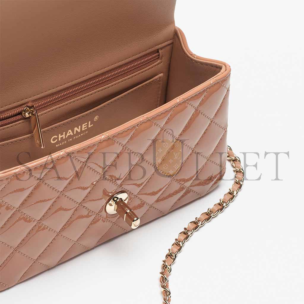 CHANEL MINI CLASSIC HANDBAG WITH TOP HANDLE AS2431  (20*12*6cm)