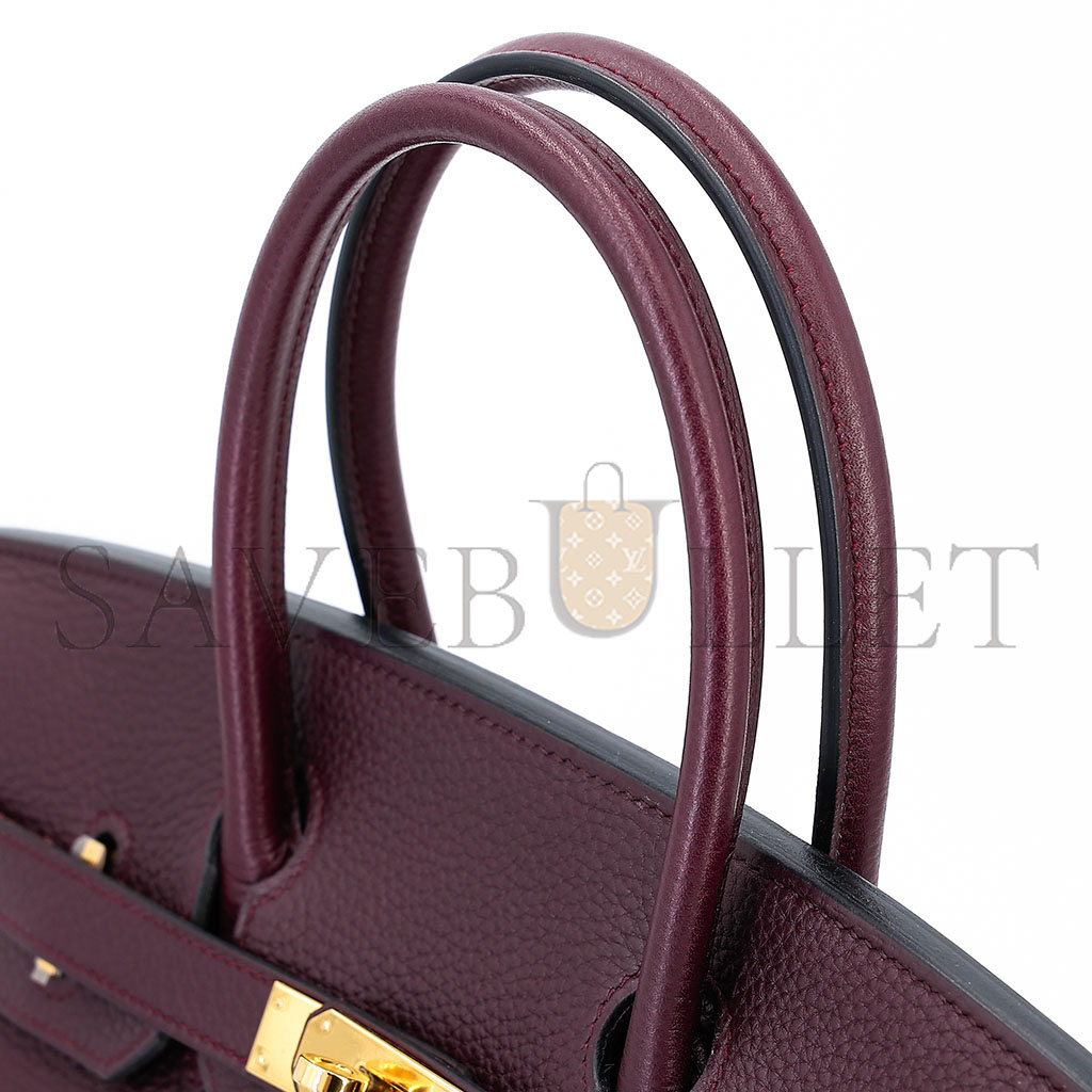 HERMÈS MASTER BIRKIN 30 TOGO LEATHER BURGUNDY GOLD BUCKLE BAG 8575895581 (30*22*15cm)