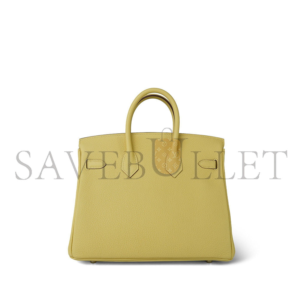 HERMES MASTER BIRKIN 25 TOGO LEATHER LEMON YELLOW SILVER BUCKLE BAG H028369CK1Z (25*20*13cm)