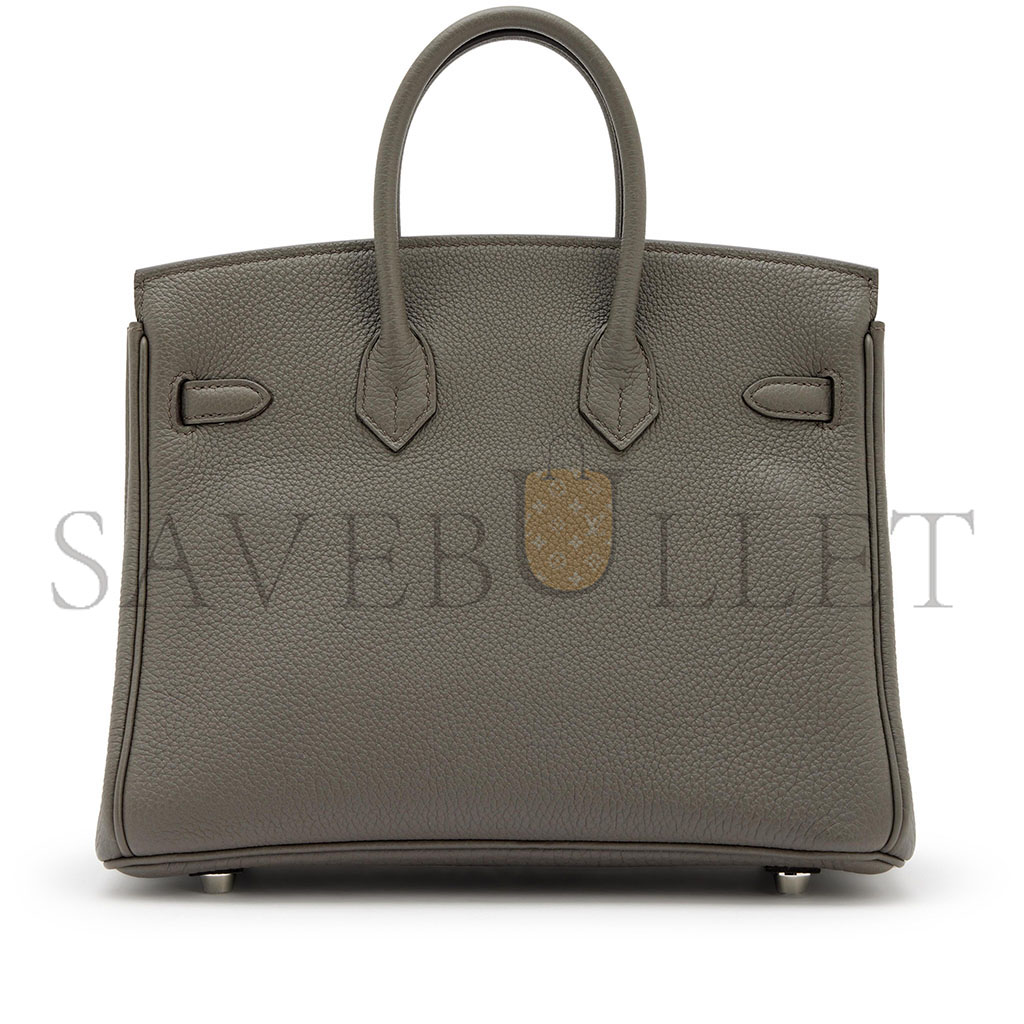 HERMES MASTER BIRKIN 25 TOGO LEATHER PEWTER GREY SILVER BUCKLE BAG BK258FTGSS (25*20*13cm)