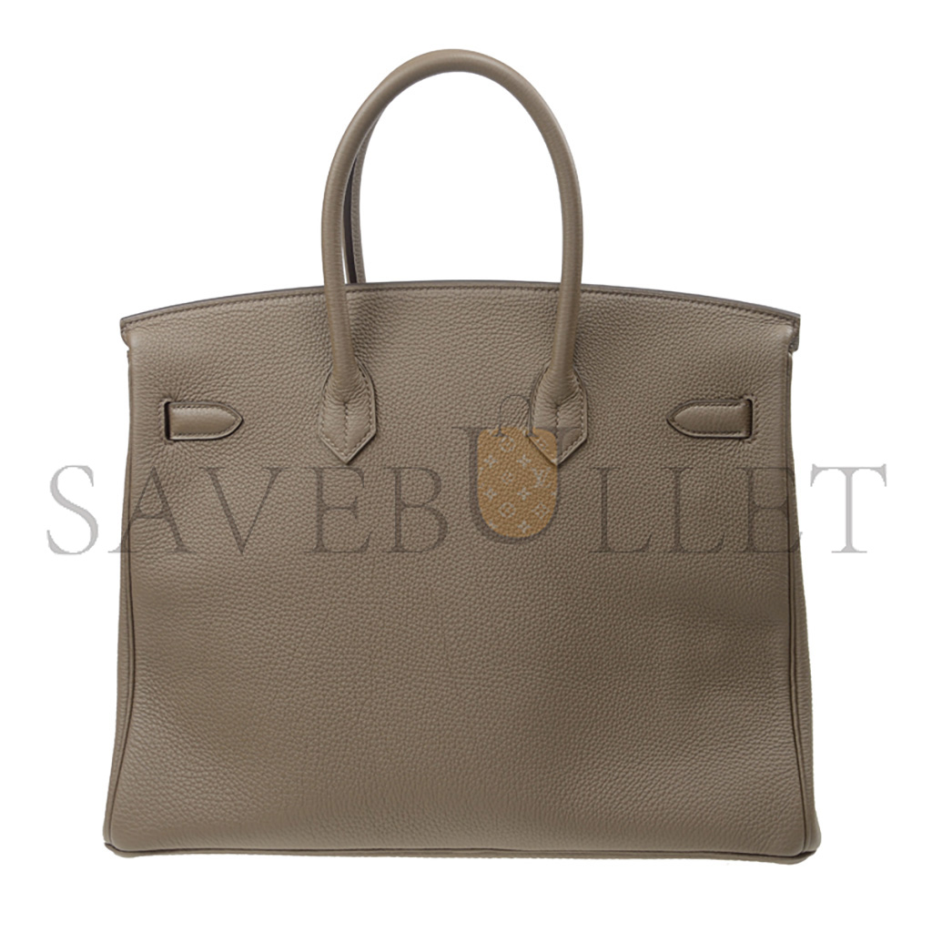 HERMES MASTER BIRKIN 35 TOGO LEATHER TRENCH COAT GREY AND SILVER BUTTONS BAG BK3516TGSS (35*28*18cm)