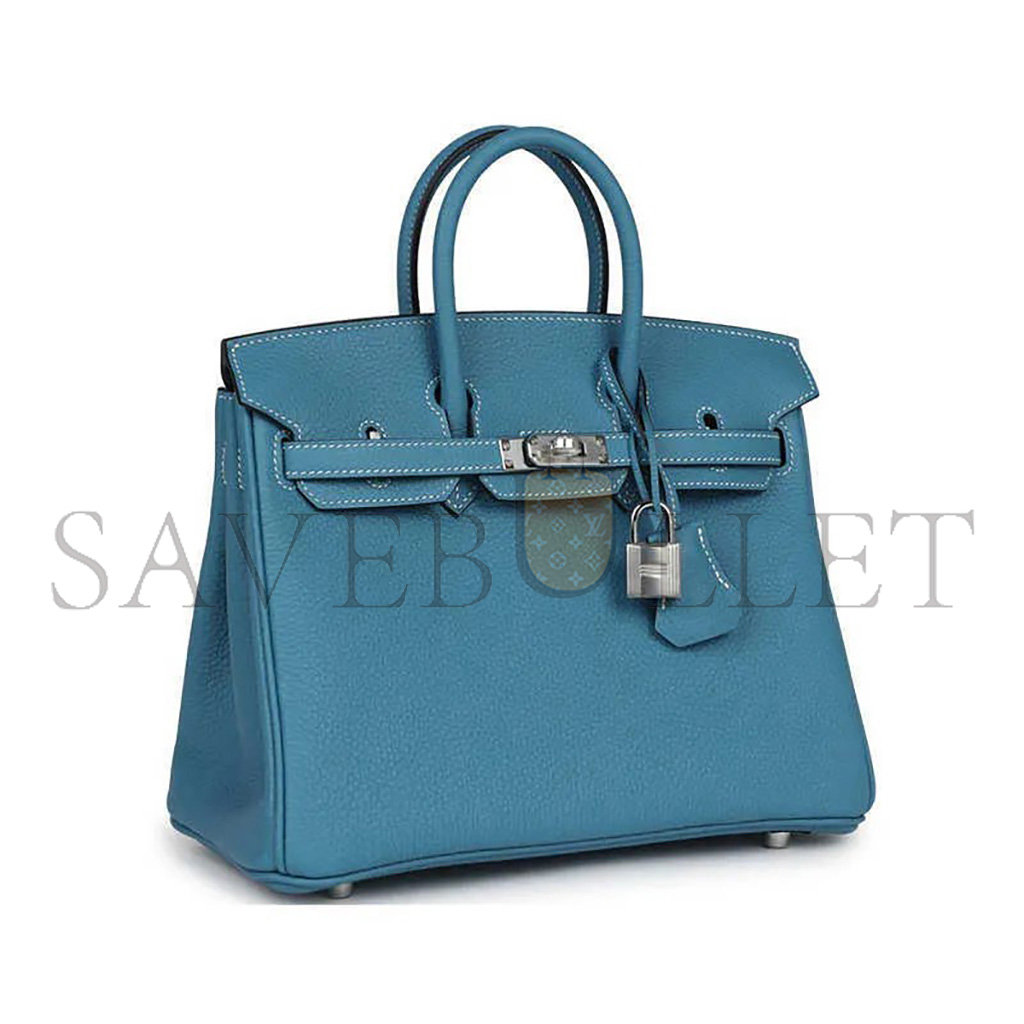 HERMÈS MASTER BIRKIN 30 TOGO LEATHER DUCK BLUE SILVER BUCKLE 1015671846 (30*23*15cm)