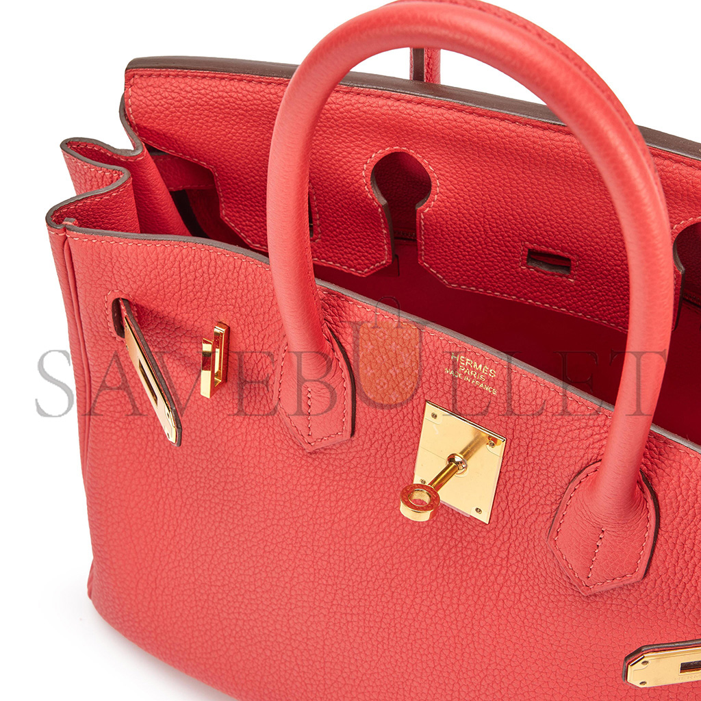 HERMÈS BIRKIN 25 TOGO LEATHER RED GOLD BUCKLE BAG 7622672931 (25*20*13cm)