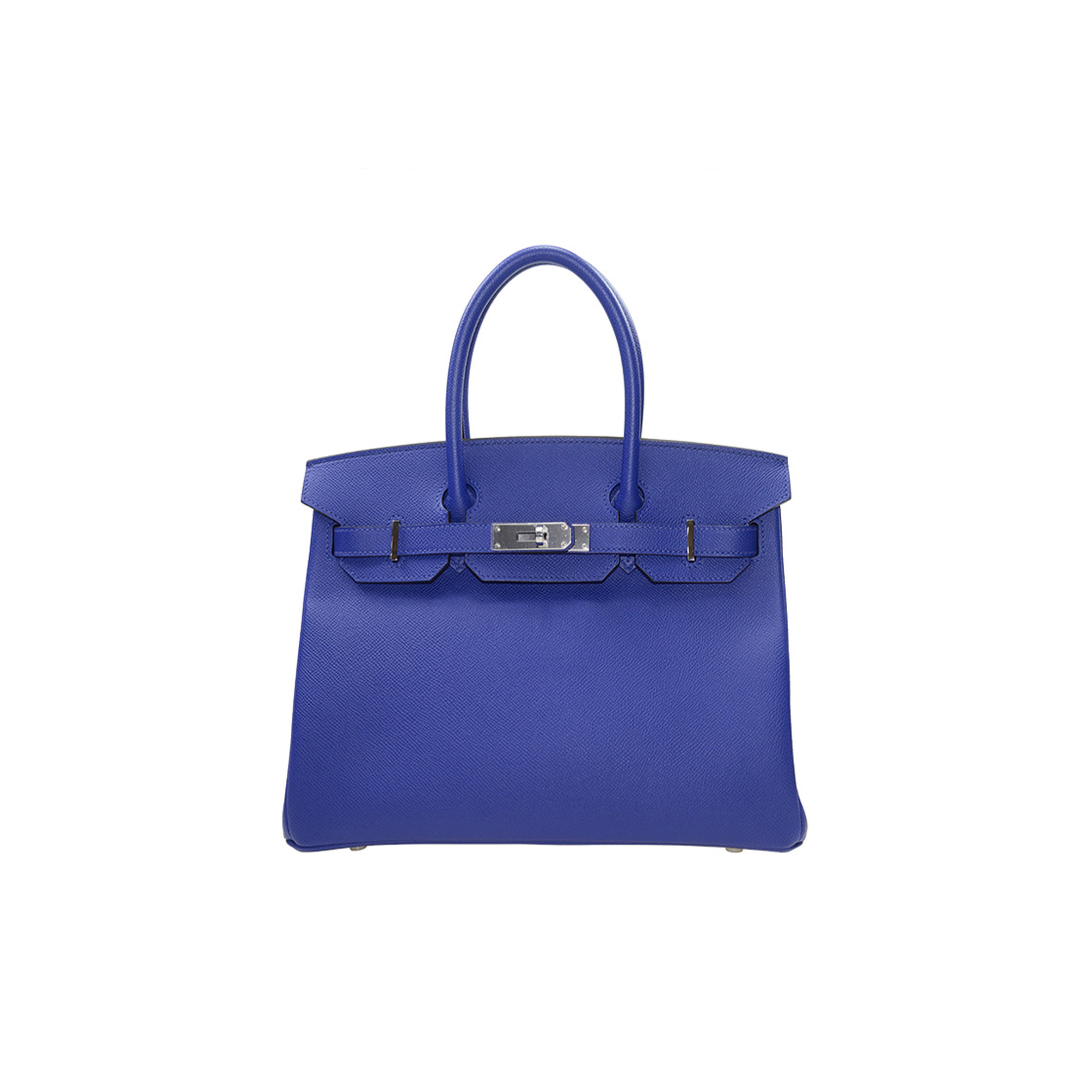 HERMES MASTER BIRKIN 30 TOGO LEATHER ROYAL BLUE LINING ROSE RED SILVER BUCKLE BK307TEPSS (30*23*15cm)