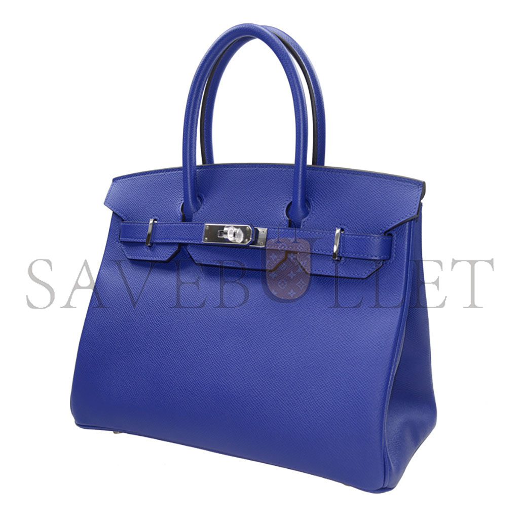 HERMES MASTER BIRKIN 30 TOGO LEATHER ROYAL BLUE LINING ROSE RED SILVER BUCKLE BK307TEPSS (30*23*15cm)