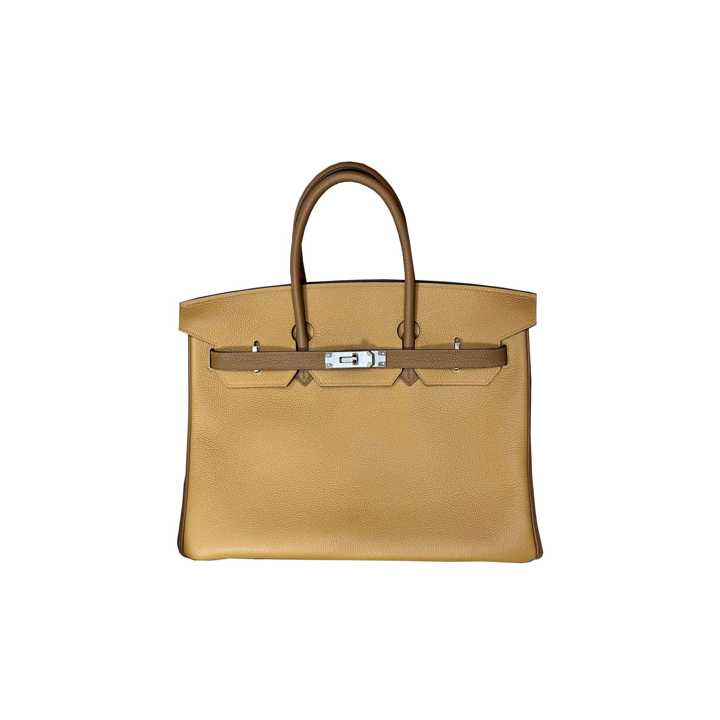 HERMES MASTER BIRKIN 35 TOGO LEATHER BISCUIT CHESTNUT COLOR WITH GRAY ELEPHANT AND SILVER BUCKLE 10092293 (35*28*18cm)