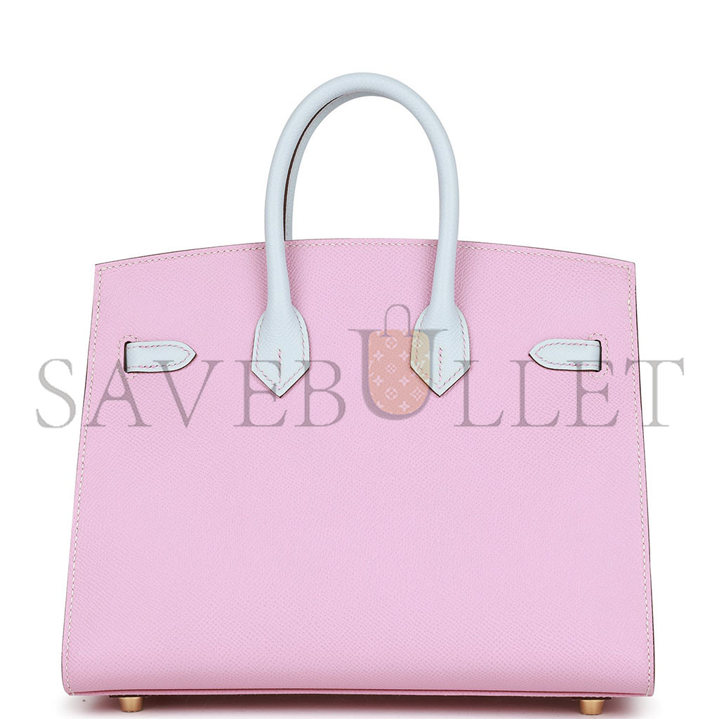 HERMES MASTER BIRKIN 25 EPSOM LEATHER 3Q PINK HAZE BLUE GOLD BUCKLE 4328054179 (25*20*13cm)