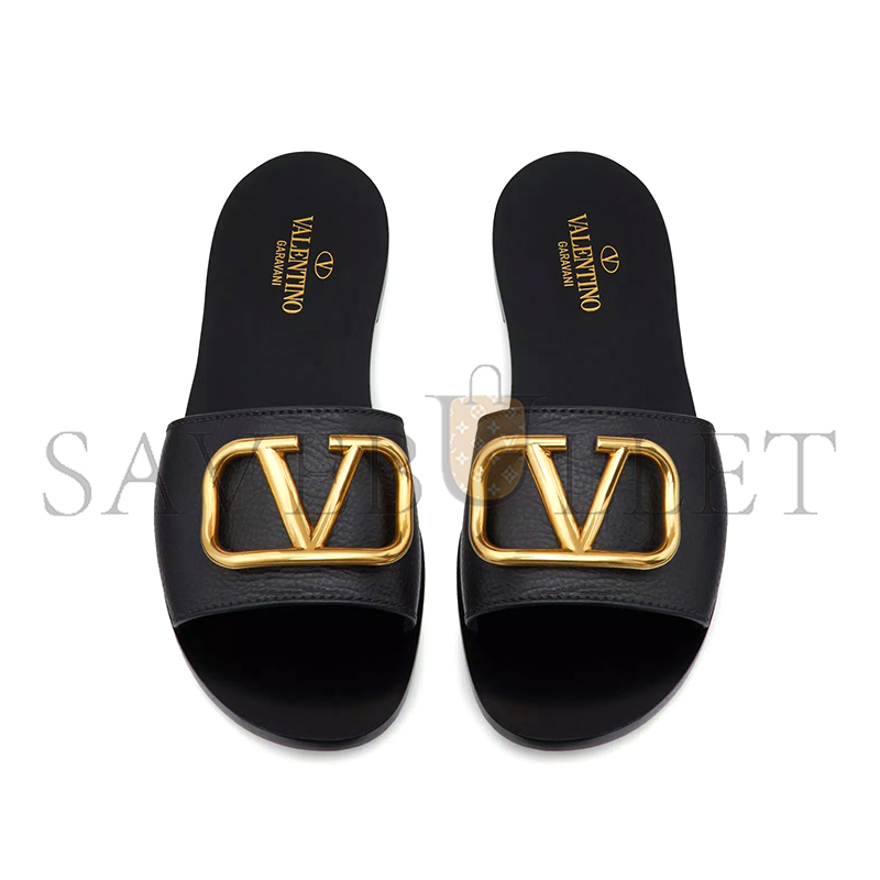 VALENTINO VLOGO SIGNATURE SLIDE SANDAL IN GRAINY COWHIDE WITH ACCESSORY 5W2S0M21HWS_0NO VALENTINO VLOGO SIGNATURE SLIDE SANDAL IN GRAINY COWHIDE WITH ACCESSORY 5W2S0M21HWS_0NO