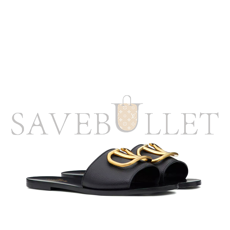 VALENTINO VLOGO SIGNATURE SLIDE SANDAL IN GRAINY COWHIDE WITH ACCESSORY 5W2S0M21HWS_0NO VALENTINO VLOGO SIGNATURE SLIDE SANDAL IN GRAINY COWHIDE WITH ACCESSORY 5W2S0M21HWS_0NO