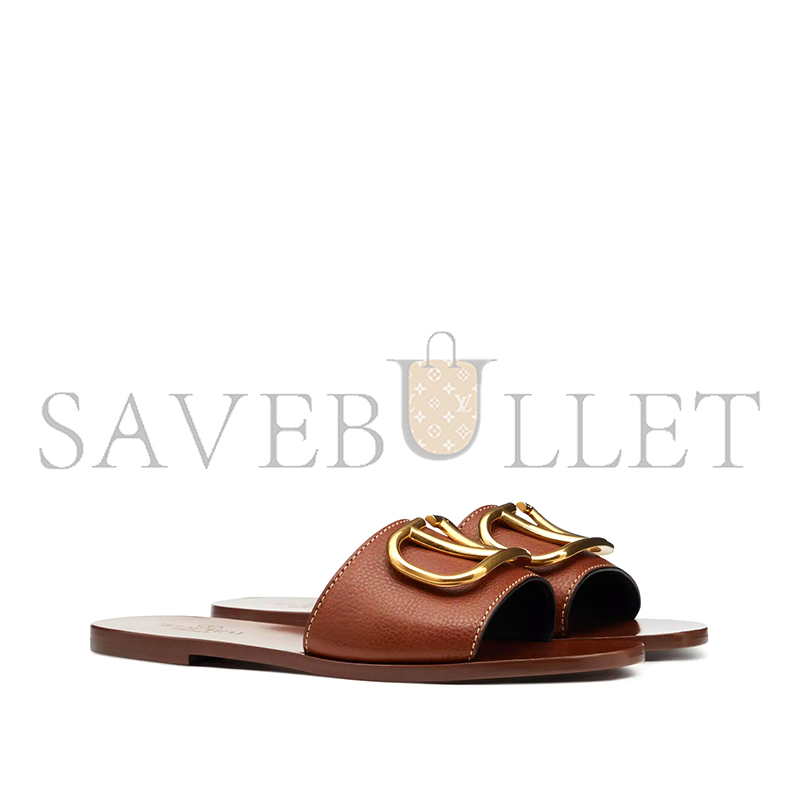 VALENTINO VLOGO SIGNATURE SLIDE SANDAL IN GRAINY COWHIDE WITH ACCESSORY 3W2S0M21HWS_0CR VALENTINO VLOGO SIGNATURE SLIDE SANDAL IN GRAINY COWHIDE WITH ACCESSORY 3W2S0M21HWS_0CR