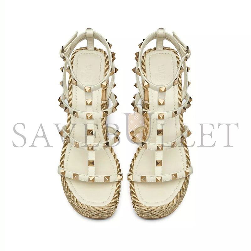 VALENTINO ROCKSTUD CALFSKIN WEDGE SANDAL WITH STRAPS 95MM 5W2S0F95EMP_I16 VALENTINO ROCKSTUD CALFSKIN WEDGE SANDAL WITH STRAPS 95MM 5W2S0F95EMP_I16