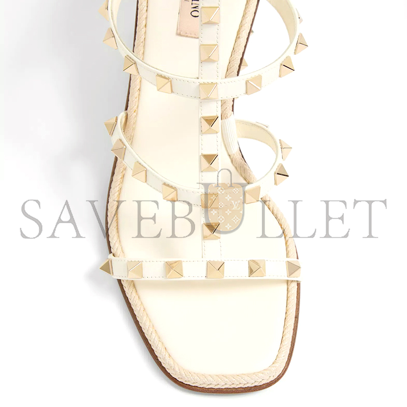 VALENTINO ROCKSTUD WEDGE SANDAL IN CALFSKIN WITH CORNELY EMBROIDERY 80MM 6W0S0IJ8HJQ_098 VALENTINO ROCKSTUD WEDGE SANDAL IN CALFSKIN WITH CORNELY EMBROIDERY 80MM 6W0S0IJ8HJQ_098