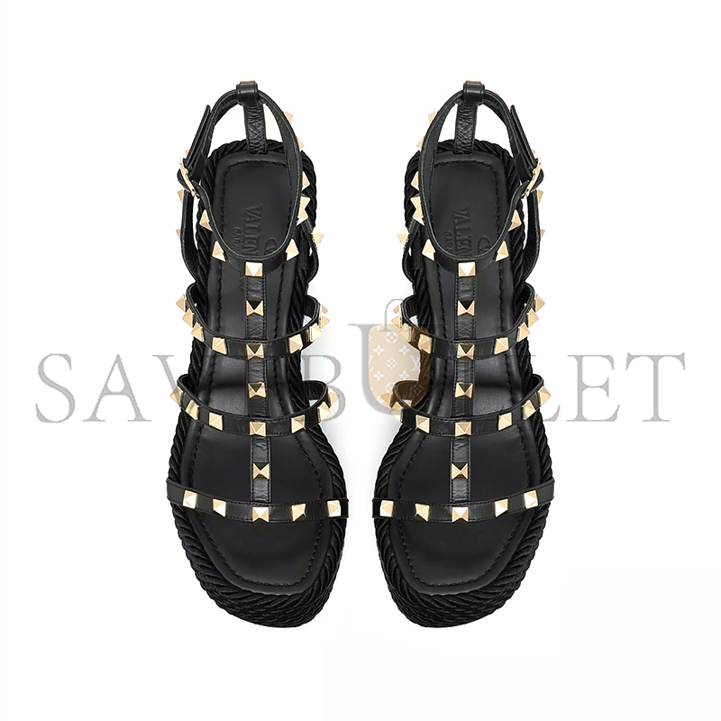 VALENTINO ROCKSTUD ANKLE STRAP WEDGE SANDAL IN CALFSKIN LEATHER 95MM 5W2S0F95BAE_0NO VALENTINO ROCKSTUD ANKLE STRAP WEDGE SANDAL IN CALFSKIN LEATHER 95MM 5W2S0F95BAE_0NO