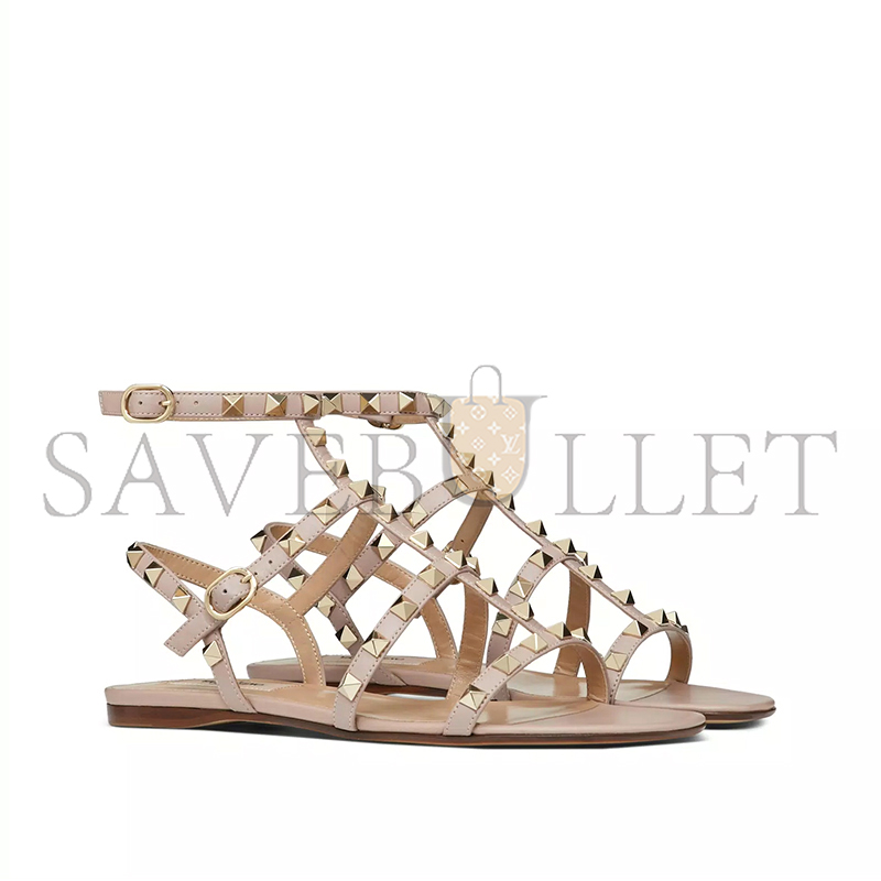 VALENTINO ROCKSTUD FLAT CALFSKIN SANDAL WITH STRAPS 5W2S0A05VOD_P45 VALENTINO ROCKSTUD FLAT CALFSKIN SANDAL WITH STRAPS 5W2S0A05VOD_P45