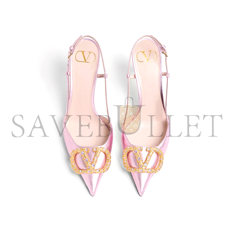 VALENTINO VLOGO SIGNATURE SLINGBACK PUMP IN LAMINATED NAPPA LEATHER 80MM 6W2S0R01LUY_BSV VALENTINO VLOGO SIGNATURE SLINGBACK PUMP IN LAMINATED NAPPA LEATHER 80MM 6W2S0R01LUY_BSV