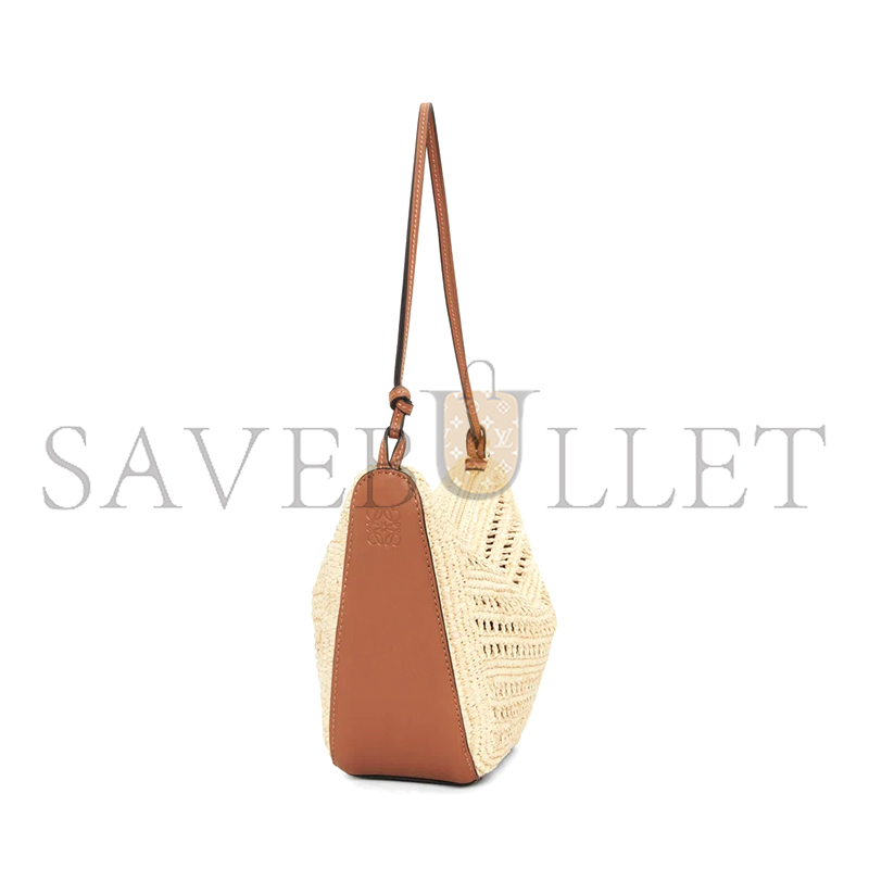 LOEWE MINI HAMMOCK HOBO IN RAFFIA AND CALFSKIN A538G13X09-658 (28*17*9.5cm)