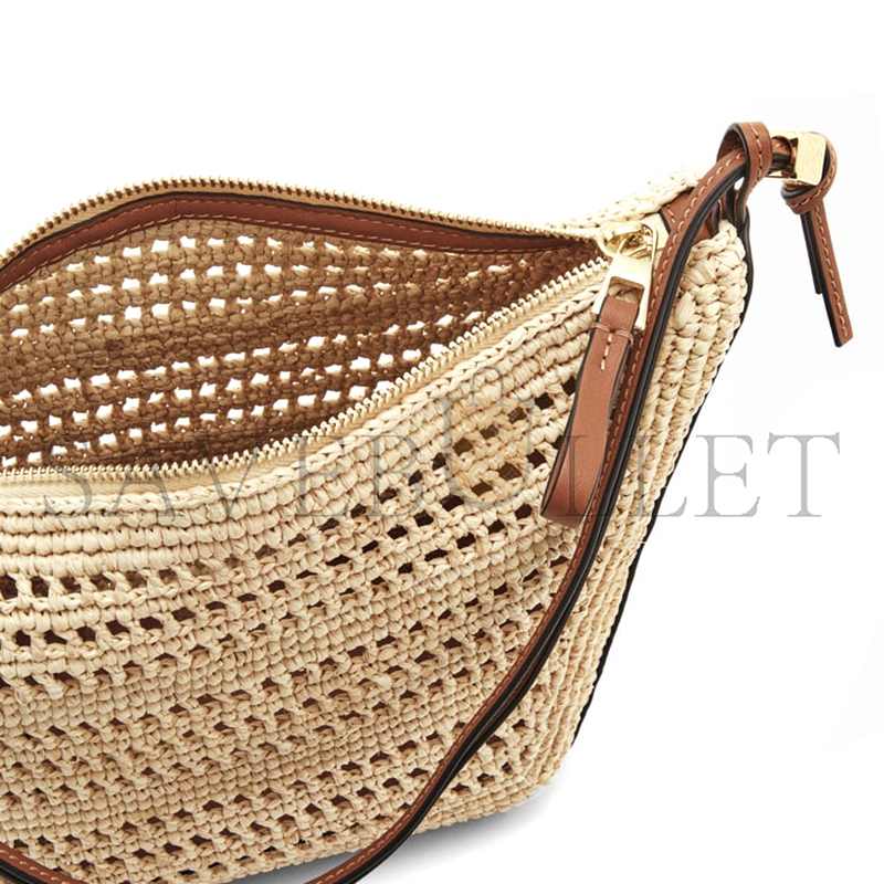 LOEWE MINI HAMMOCK HOBO IN RAFFIA AND CALFSKIN A538G13X09-658 (28*17*9.5cm)