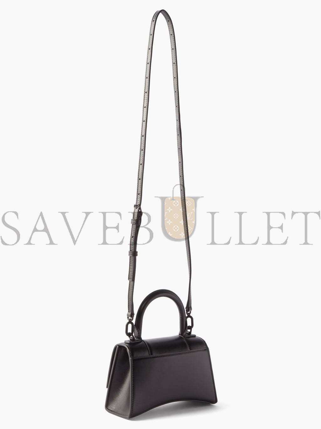 BALENCIAGA BLACK HOURGLASS XS LEATHER BAG MATCHESFASHION US (19.5x12x5cm)