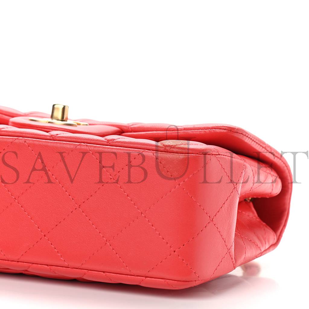 CHANEL LAMBSKIN QUILTED MINI RECTANGULAR FLAP RED (20*12*6cm)