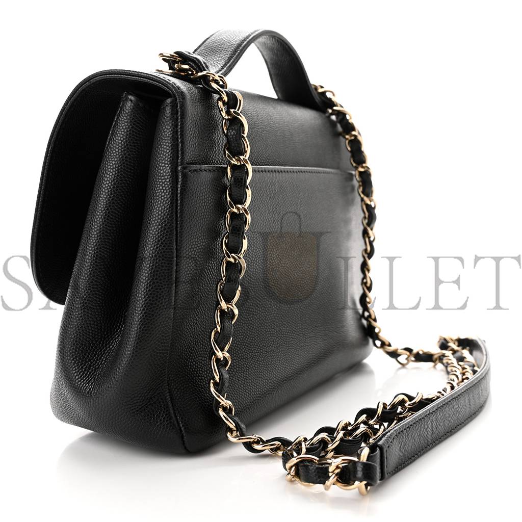 CHANEL CAVIAR QUILTED MEDIUM BUSINESS AFFINITY FLAP BLACK ROSE GOLD HARDWARE (22*17*7cm)