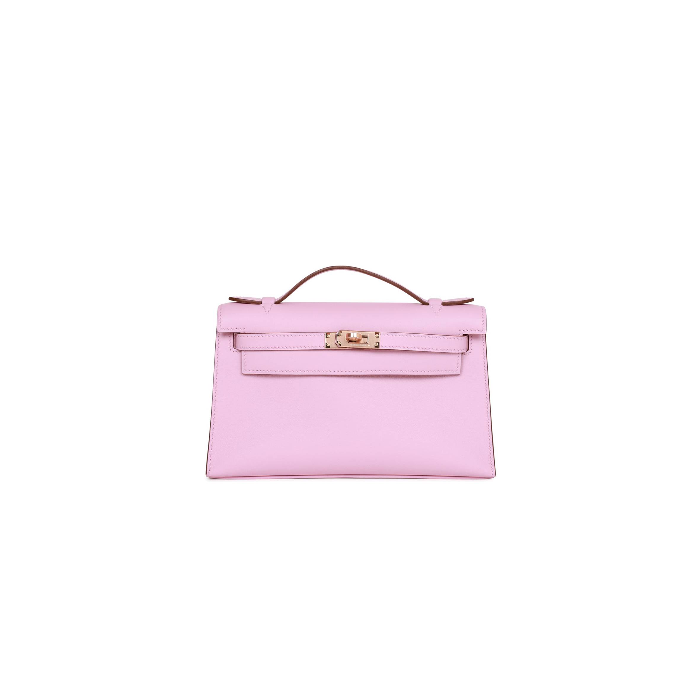 HERMES KELLY POCHETTE MAUVE SYLVESTRE SWIFT ROSE GOLD HARDWARE  (22*12*13cm)