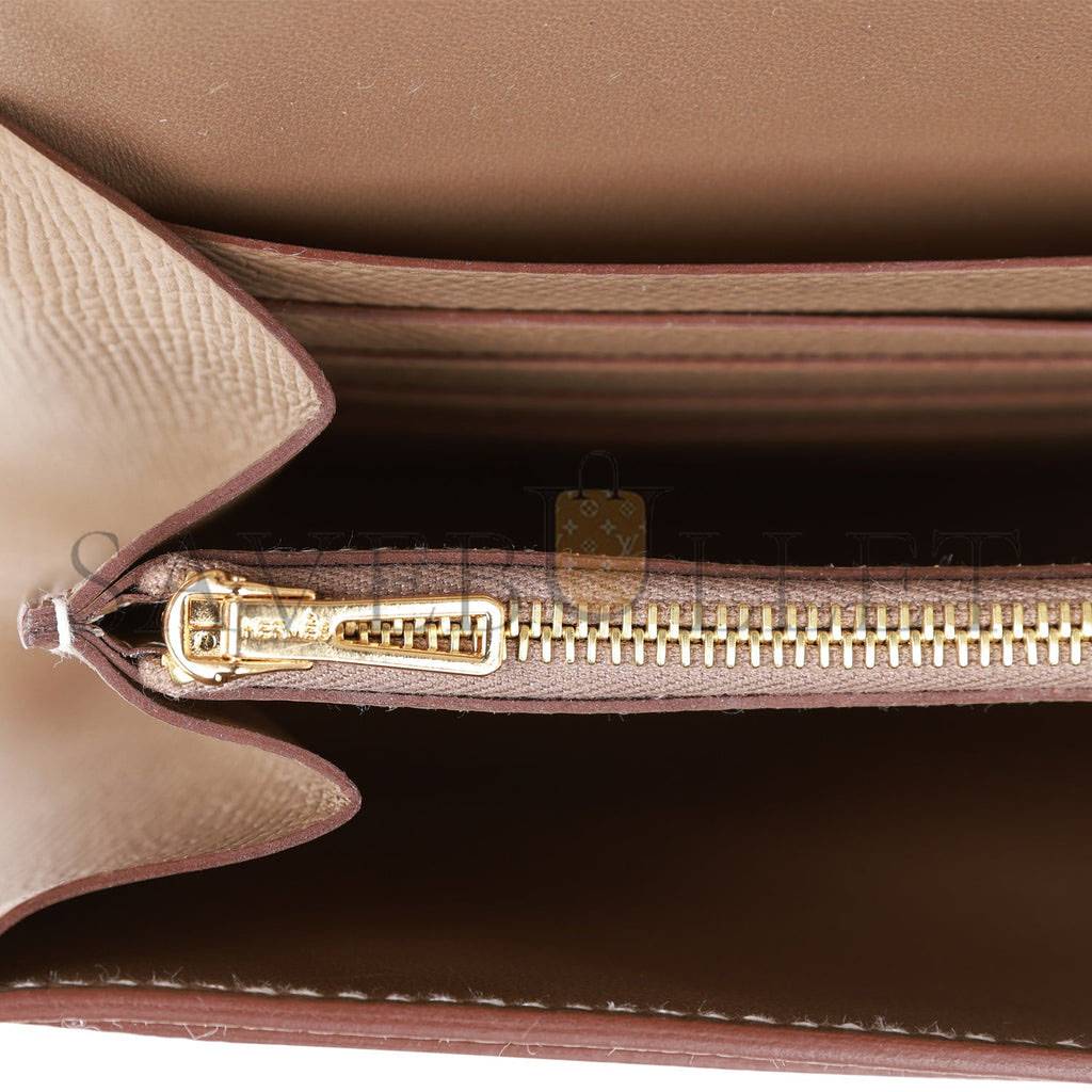 HERMES CONSTANCE WALLET TO GO ETOUPE EPSOM GOLD HARDWARE (22*11cm)