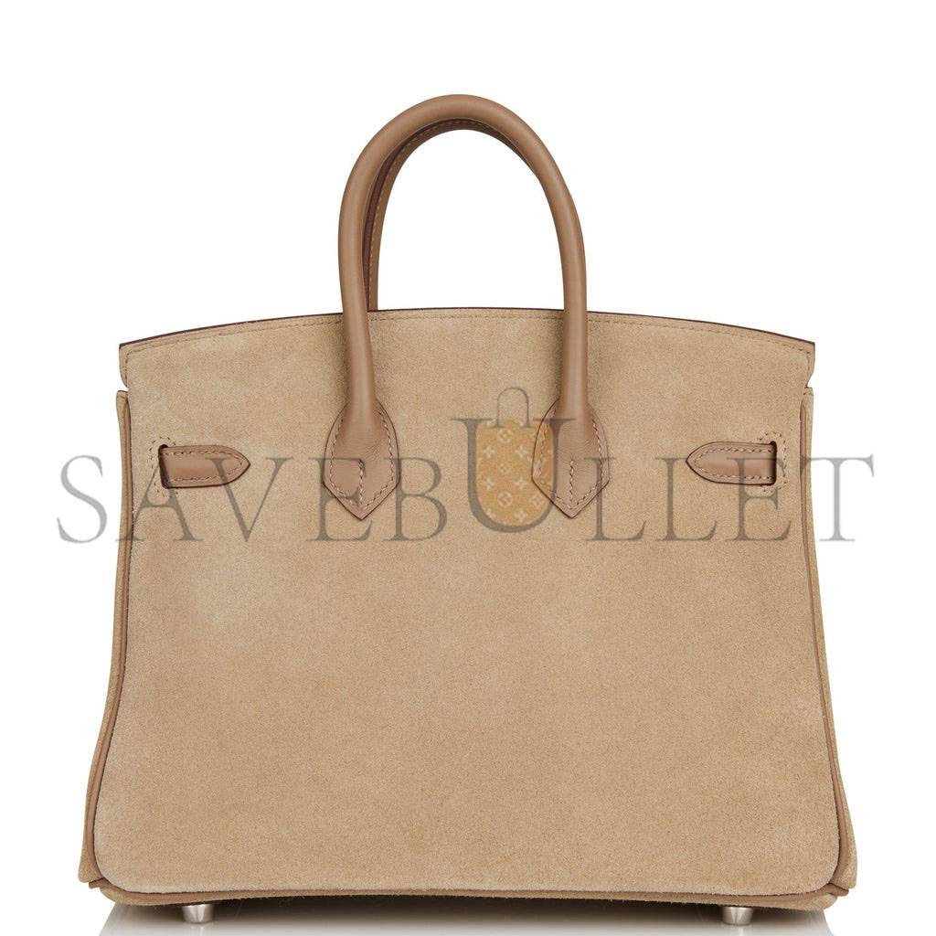 HERMES BIRKIN 25 GRIS CAILLOU GRIZZLY AND SWIFT PALLADIUM HARDWARE HANDMADE (25cm)