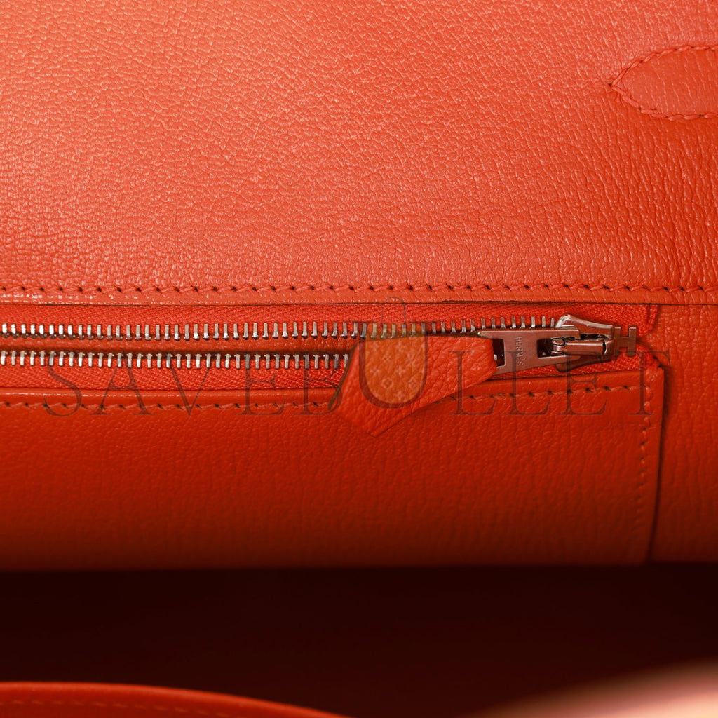 HERMES BIRKIN 35 ORANGE H CLEMENCE PALLADIUM HARDWARE (35cm)