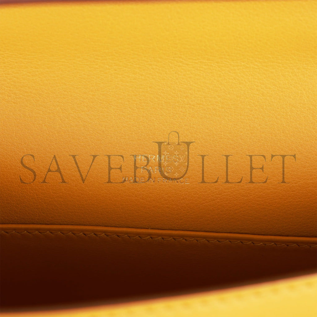 HERMES KELLY POCHETTE JAUNE AMBRE SWIFT GOLD HARDWARE  (22*12*13cm)