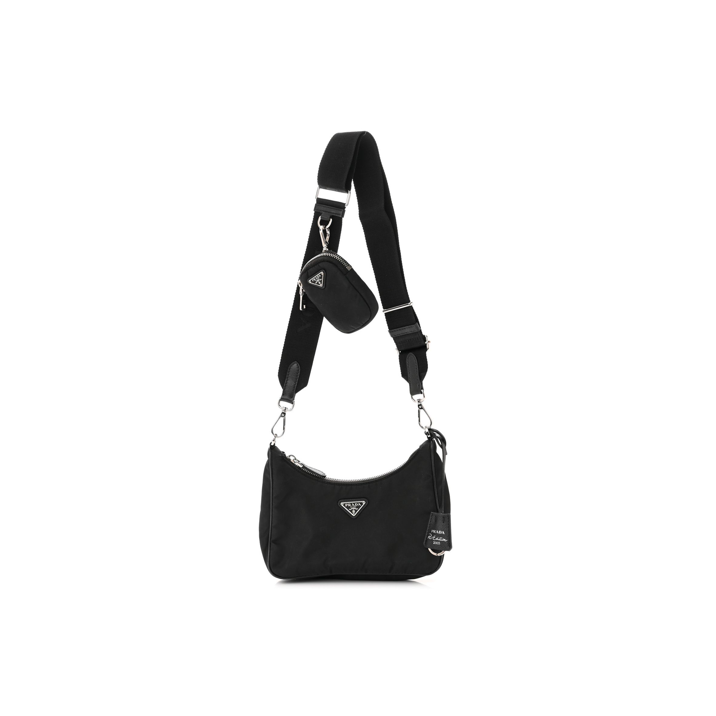 PRADA NYLON RE-EDITION 2005 SHOULDER BAG BLACK (22*18*6cm)