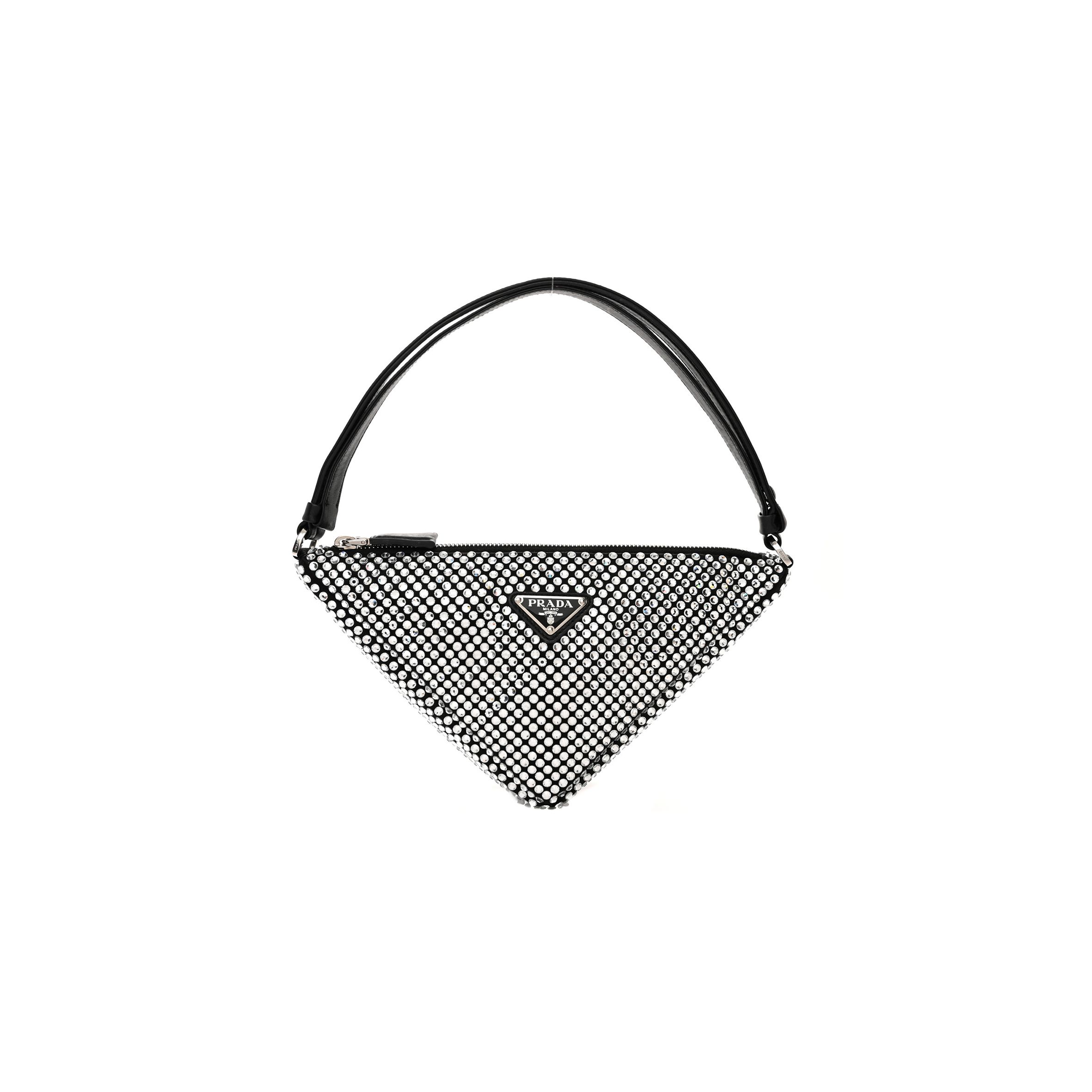 PRADA SATIN CRYSTAL TRIANGLE POUCH CRISTAL (26*15*6cm)