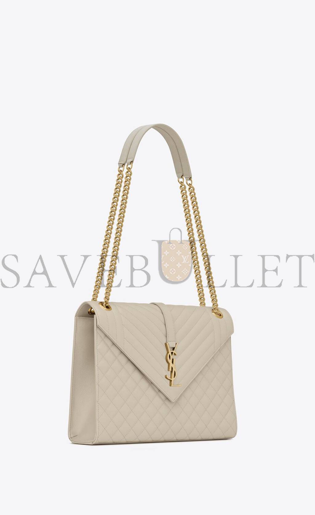 YSL ENVELOPE LARGE BAG IN MIX MATELASS&EACUTE; GRAIN DE POUDRE EMBOSSED LEATHER 600166BOW919207 (31*22*7.5cm)