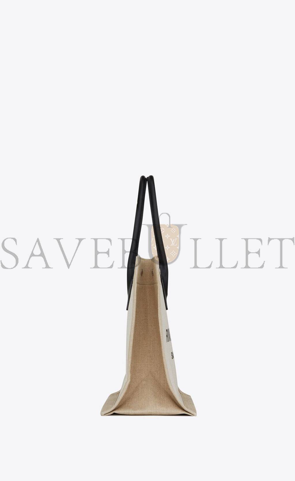 YSL RIVE GAUCHE SMALL TOTE BAG IN LINEN AND LEATHER 617481FAABR9054 (39*31*18cm)