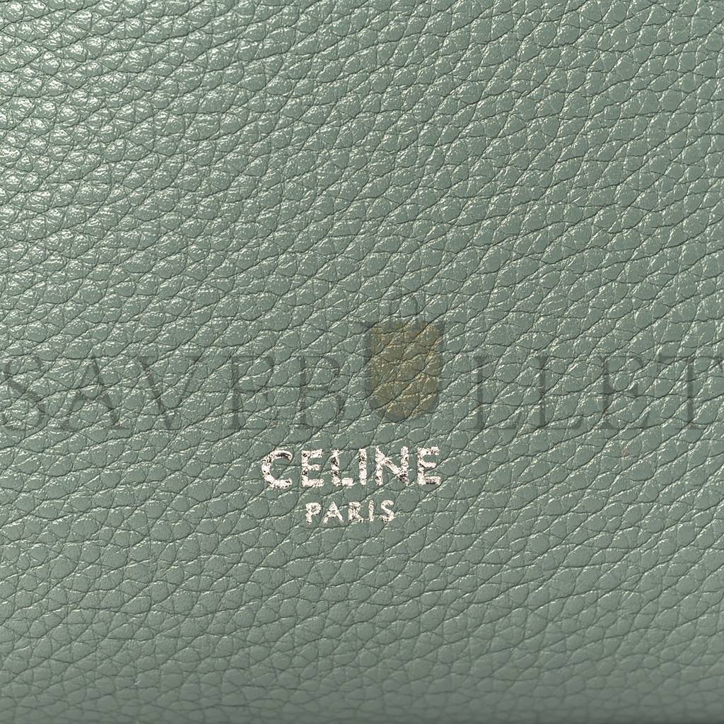 CELINE SOFT GRAINED CALFSKIN SMALL SANGLE BUCKET BAG GREEN (25*18*13cm)