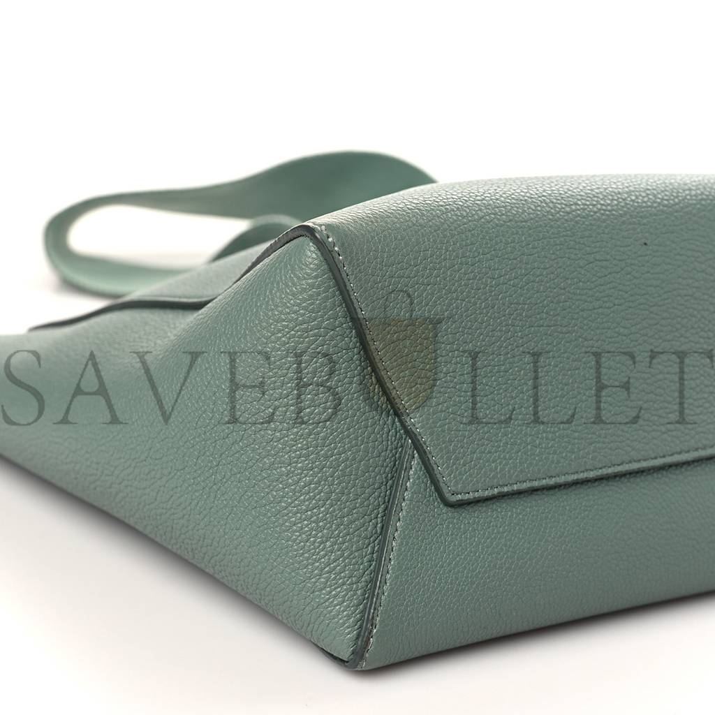 CELINE SOFT GRAINED CALFSKIN SMALL SANGLE BUCKET BAG GREEN (25*18*13cm)