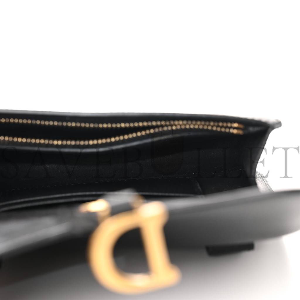 DIOR GRAINED CALFSKIN SADDLE BELT BAG BLACK (17*10*3.2cm)