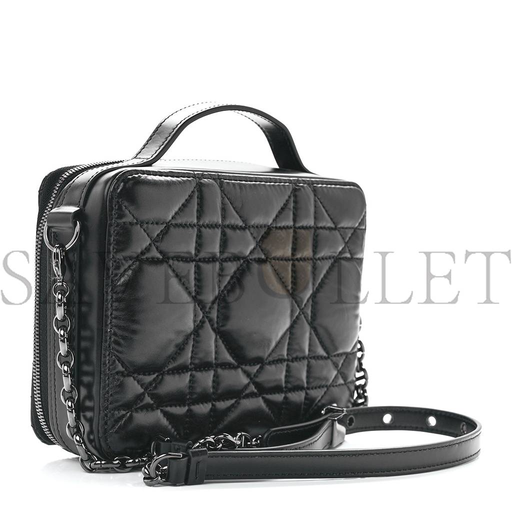 DIOR CALFSKIN MACRO-CANNAGE CARO BOX BAG BLACK (20*11*5.1cm)